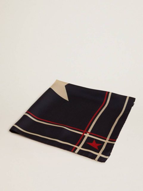 Midnight Blue Scarf With Stripes Golden Goose Silks & Scarves Women Midnight Blue