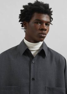 Milton Wool Blend Shirt - Dark Grey The Frankie Shop Men Tops Grey - Image 2
