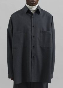 Milton Wool Blend Shirt - Dark Grey The Frankie Shop Men Tops Grey - Image 4