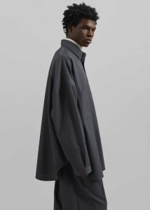 Milton Wool Blend Shirt - Dark Grey The Frankie Shop Men Tops Grey - Image 5