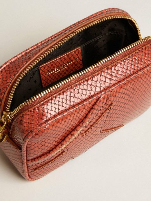 Mini Star Bag In Rust-Colored Snake-Print Leather Mini Bags Women Rust Golden Goose - Image 3