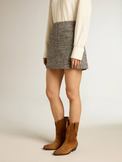 Miniskirt In Black And White Bouclé Cotton Black And White Golden Goose Women Skirts & Shorts - Image 2