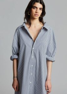Multi Women Talia Shirt Dress - Black/White Stripe Dresses The Frankie Shop - Image 5