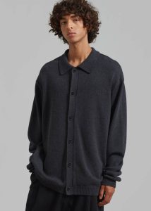 Myles Cardigan - Charcoal Knitwear The Frankie Shop Grey Men - Image 2