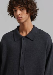 Myles Cardigan - Charcoal Knitwear The Frankie Shop Grey Men - Image 3