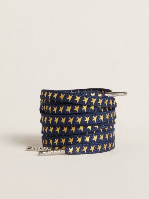 Navy-Blue Laces With Contrasting Gold Stars Golden Goose Navy Blue Laces Women