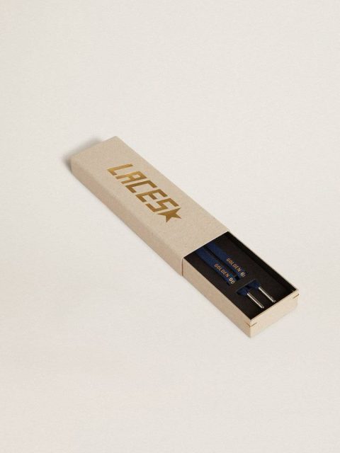 Navy Blue Navy Blue Cotton Laces With Contrasting Gold Logo Women Golden Goose Laces - Image 2