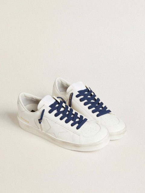 Navy Blue Navy Blue Cotton Laces With Contrasting Gold Logo Women Golden Goose Laces - Image 3
