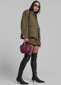 Neri Cropped Jacket - Khaki Women The Frankie Shop Outerwear Green - Image 2