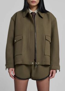 Neri Cropped Jacket - Khaki Women The Frankie Shop Outerwear Green - Image 3