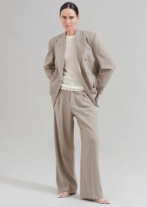 Nessi Pintuck Trousers - Taupe Women Brown Bottoms The Frankie Shop - Image 2