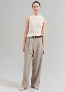 Nessi Pintuck Trousers - Taupe Women Brown Bottoms The Frankie Shop - Image 4