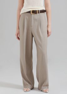 Nessi Pintuck Trousers - Taupe Women Brown Bottoms The Frankie Shop - Image 5