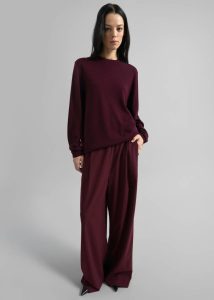 Neva Wide Trousers - Burgundy Red The Frankie Shop Women Bottoms - Image 2