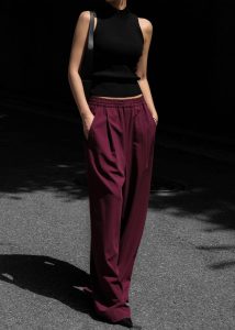 Neva Wide Trousers - Burgundy Red The Frankie Shop Women Bottoms - Image 3
