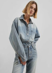 Nevada Denim Shirt - Light Wash Blue The Frankie Shop Women Tops - Image 5