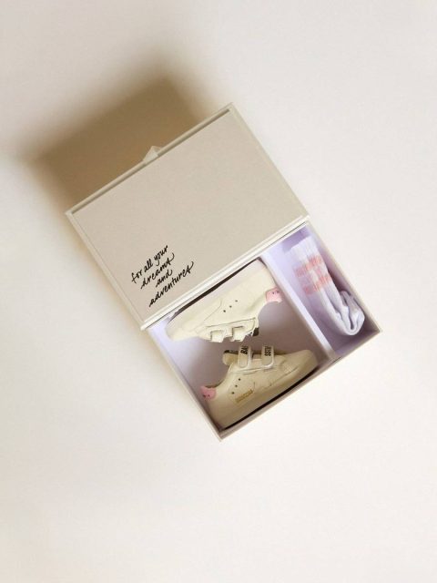 Newborns Golden Goose Kids Baby School Set In Nappa With White Star And Pink Leather Heel Tab