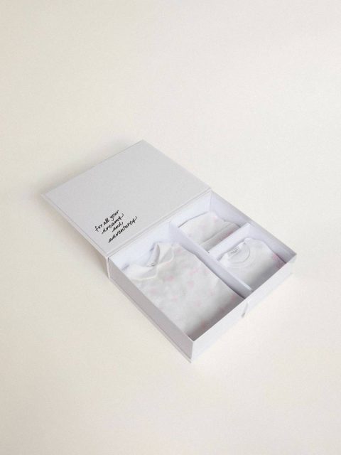 Newborns White Baby Gift Set In White With Pink Palm Print Kids Golden Goose - Image 4
