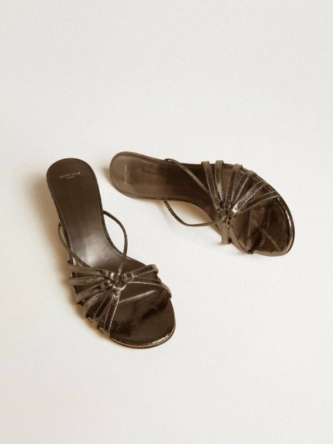 Nico Kitten Heel Sandals In Metallic Gray Leather Sandals Golden Goose Women - Image 2