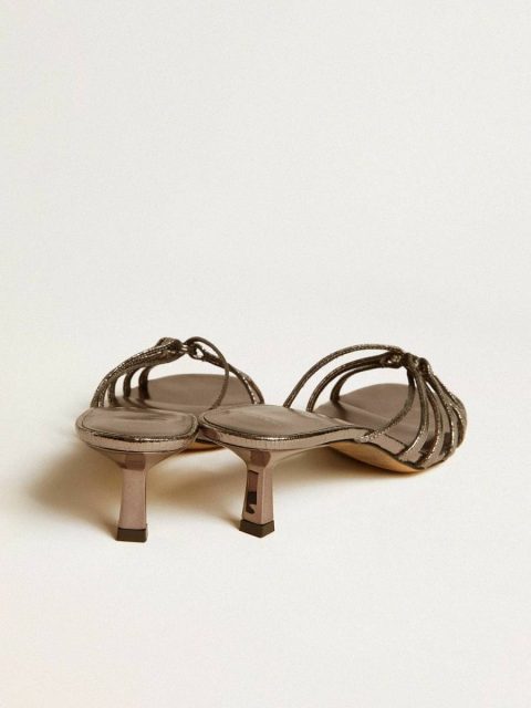 Nico Kitten Heel Sandals In Metallic Gray Leather Sandals Golden Goose Women - Image 5