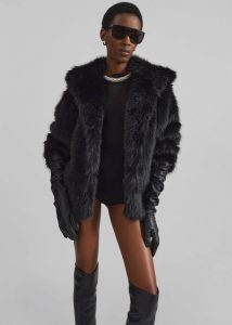 Nivala Faux Fur Hooded Jacket - Black The Frankie Shop Women Black Outerwear