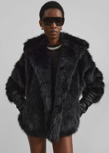 Nivala Faux Fur Hooded Jacket - Black The Frankie Shop Women Black Outerwear - Image 3