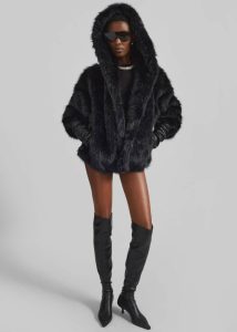 Nivala Faux Fur Hooded Jacket - Black The Frankie Shop Women Black Outerwear - Image 4