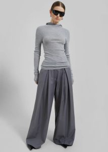 Noor Wide Pants - Grey Grey Women The Frankie Shop Bottoms