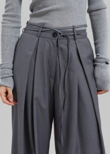 Noor Wide Pants - Grey Grey Women The Frankie Shop Bottoms - Image 3