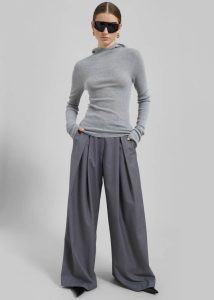 Noor Wide Pants - Grey Grey Women The Frankie Shop Bottoms - Image 5