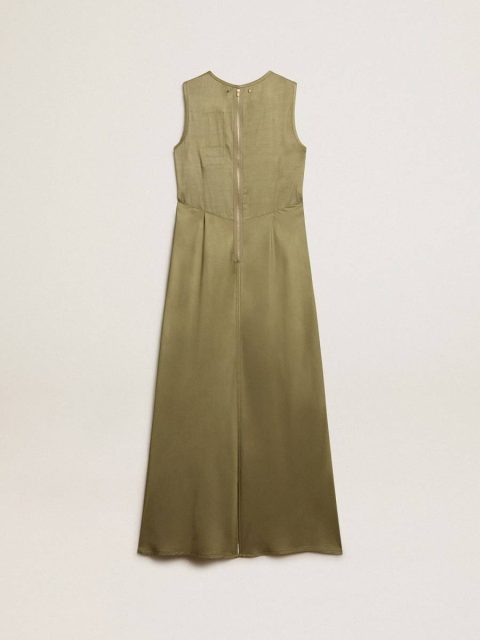 Olive-Colored Women's Midi Dress With Zip Fastening On The Back Olive Golden Goose Dresses & Jumpsuits Women - Image 4