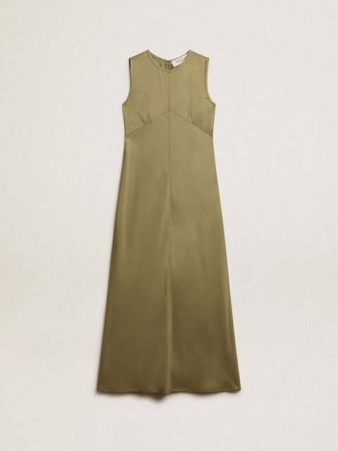 Olive-Colored Women's Midi Dress With Zip Fastening On The Back Olive Golden Goose Dresses & Jumpsuits Women