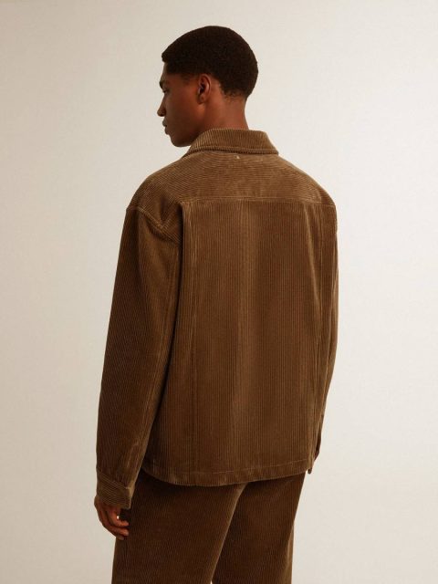 Olive Golden Goose Men Coats & Jackets Men's Olive-Green Corduroy Jacket - Image 4
