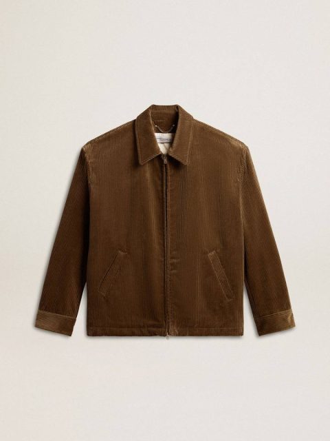 Olive Golden Goose Men Coats & Jackets Men's Olive-Green Corduroy Jacket