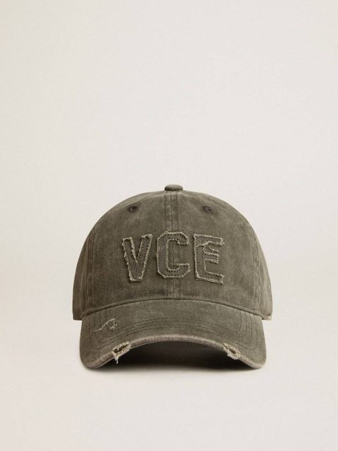 Olive-Green Cotton Baseball Cap With A Lived-In Finish Women Golden Goose Olive Hats
