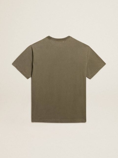 Olive Green Olive-Green Regular-Fit T-Shirt With Golden Lettering On The Front Women Golden Goose T-Shirts & Tops - Image 5