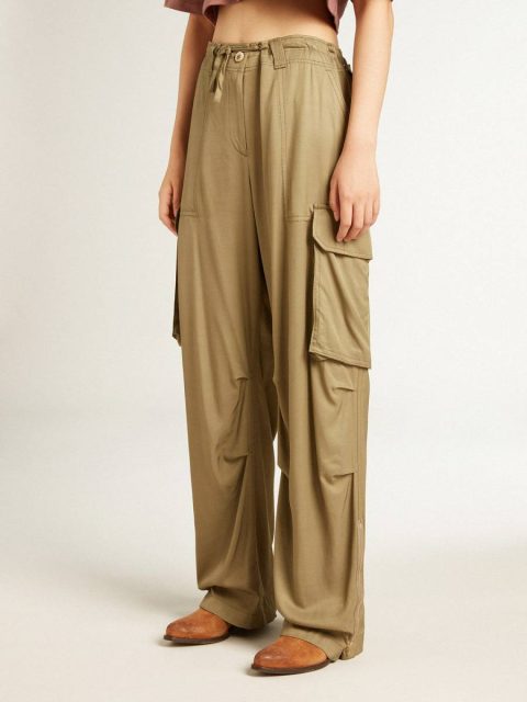 Olive Women Jeans & Pants Golden Goose Women’s Olive-Colored Viscose Cargo Pants - Image 2