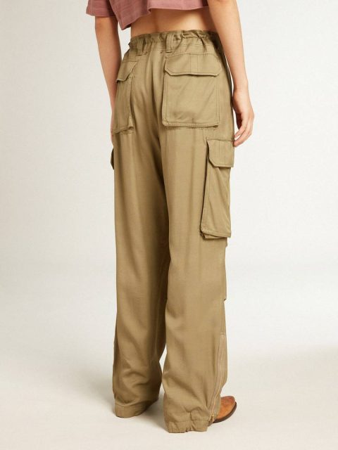 Olive Women Jeans & Pants Golden Goose Women’s Olive-Colored Viscose Cargo Pants - Image 4
