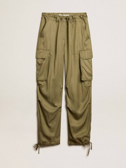 Olive Women Jeans & Pants Golden Goose Women’s Olive-Colored Viscose Cargo Pants
