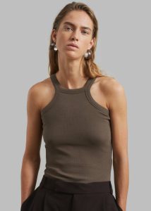 Omi Halter Tank Top - Brown Tops The Frankie Shop Brown Women