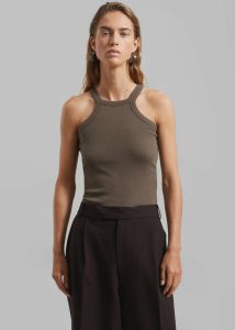 Omi Halter Tank Top - Brown Tops The Frankie Shop Brown Women - Image 3