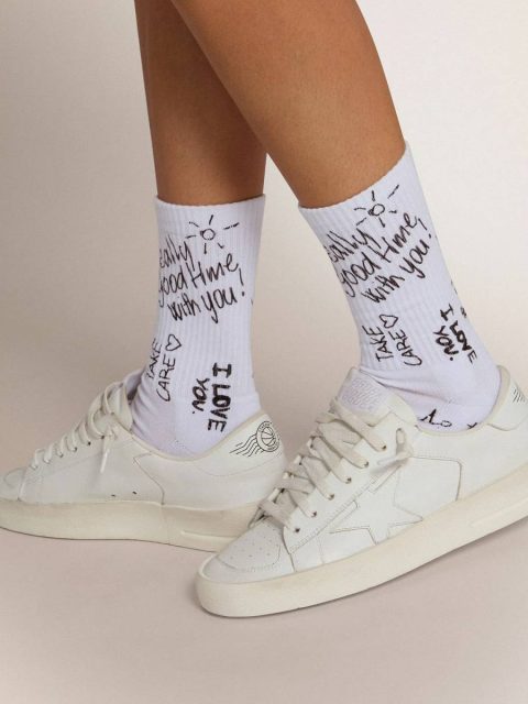 Optical White Socks With Black Lettering Socks Women Golden Goose - Image 3