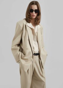Orsay Boxy Double Breasted Blazer - Beige Beige Outerwear The Frankie Shop Women - Image 2