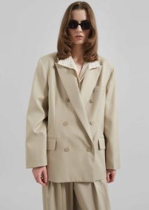 Orsay Boxy Double Breasted Blazer - Beige Beige Outerwear The Frankie Shop Women