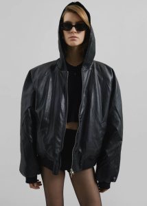 Outerwear Black The Frankie Shop Burnaby Faux Leather Zip-Up Hoodie - Black Women