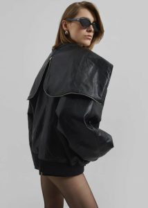 Outerwear Black The Frankie Shop Burnaby Faux Leather Zip-Up Hoodie - Black Women - Image 3