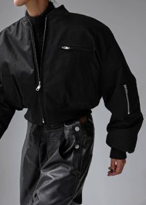 Outerwear Black Vaud Reversible Cropped Bomber - Black Women The Frankie Shop