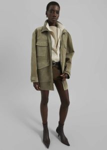 Outerwear Fennor Suede Jacket - Pale Olive Women The Frankie Shop Green - Image 2