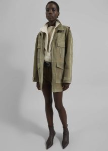 Outerwear Fennor Suede Jacket - Pale Olive Women The Frankie Shop Green - Image 4