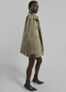 Outerwear Fennor Suede Jacket - Pale Olive Women The Frankie Shop Green - Image 5